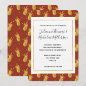 Red Spice Gold Pineapple Wedding Kaart (Voorkant / Achterkant)