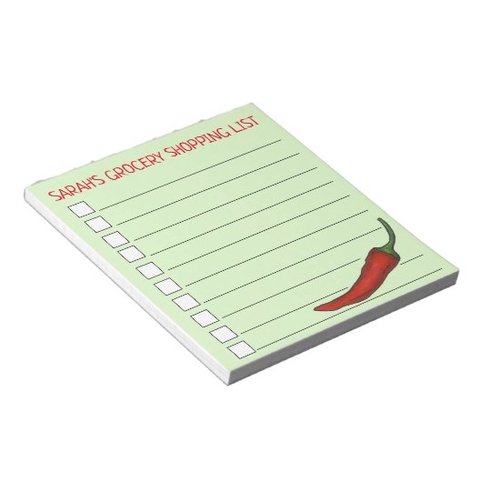 Red Spicy Hot Chili Pepper Vegetable Grocery List Notitieblok (Schuin)