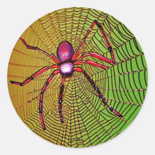 Red Spider op Web Ronde Sticker (Voorkant)