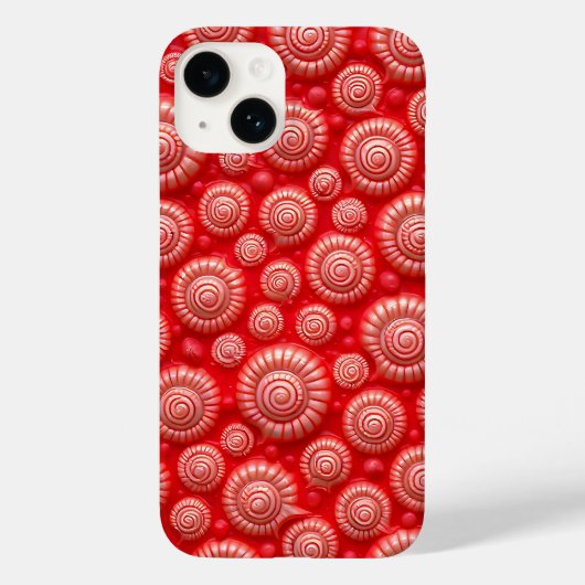Red Spiral Pattern iPhone Case Bold Design (Achterkant)