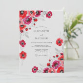 Red Spirited Watercolor Wedding Kaart (Staand voorkant)