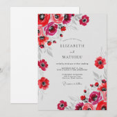 Red Spirited Watercolor Wedding Kaart (Voorkant / Achterkant)