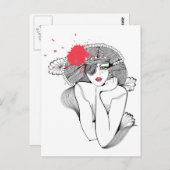 Red Splash meisje Briefkaart (Voorkant / Achterkant)