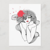 Red Splash meisje Briefkaart (Voorkant)