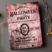 Red Spooky Haunted House Halloween Party Kaart
