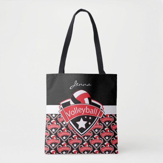 Red Sport Volleyball | DIY-tekst Tote Bag (Voorkant)
