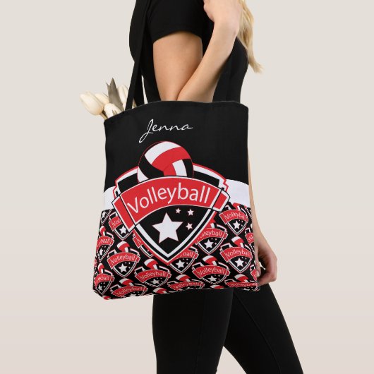 Red Sport Volleyball | DIY-tekst Tote Bag (Dichtbij)