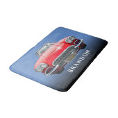 Red Sport's auto, naam, zwart verloop & blauw Badmat (Gekanteld)