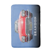 Red Sport's auto, naam, zwart verloop & blauw Badmat (Voorkant Verticaal)
