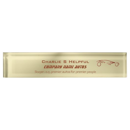 Red Sports Automatisch op goudeffect - automatisch Naambordje (Voorkant)