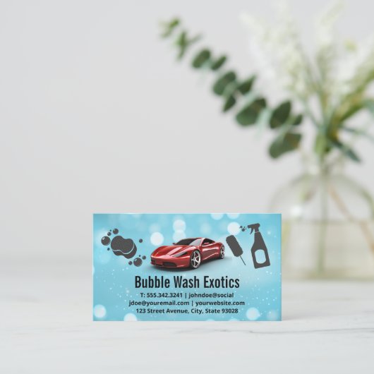 Red Sports Car Exotics | Autowasgereedschap Visitekaartje (Staand voorkant)