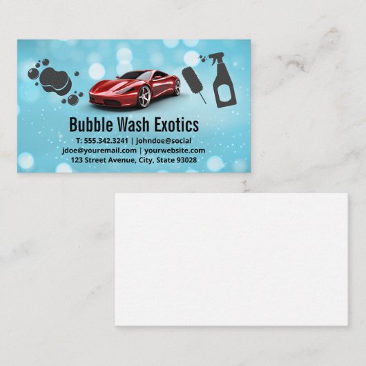 Red Sports Car Exotics | Autowasgereedschap Visitekaartje (Voorkant / Achterkant)