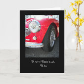 Red Sports Car for Boss Birthday Kaart (Gele Bloem)