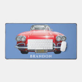 Red Sport's Car, personaliseer naam Bureaumat (Keyboard & Muis)