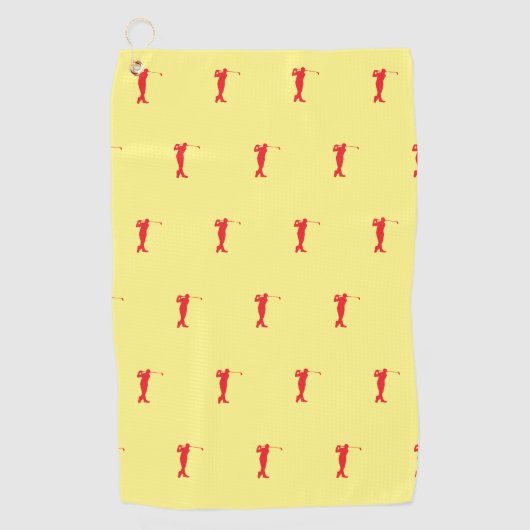 Red Sports Golfer Silhouette Golf Towel Golfhanddoek (Voorkant)