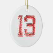 Red Sports Jerzee Number 13 Keramisch Ornament (Rechts)