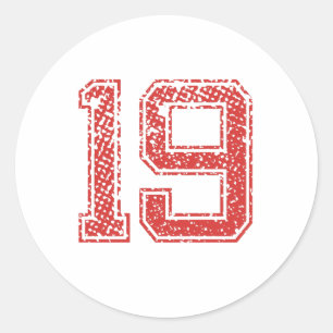 Red Sports Jerzee Number 19 Ronde Sticker