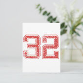 Red Sports Jerzee Number 32 Briefkaart (Staand voorkant)