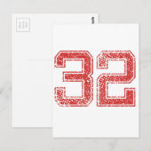 Red Sports Jerzee Number 32 Briefkaart (Voorkant / Achterkant)