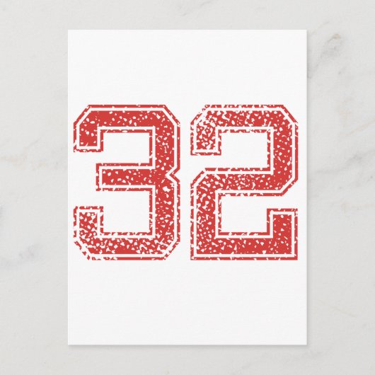 Red Sports Jerzee Number 32 Briefkaart (Voorkant)