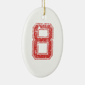 Red Sports Jerzee Nummer 8 Keramisch Ornament (Rechts)