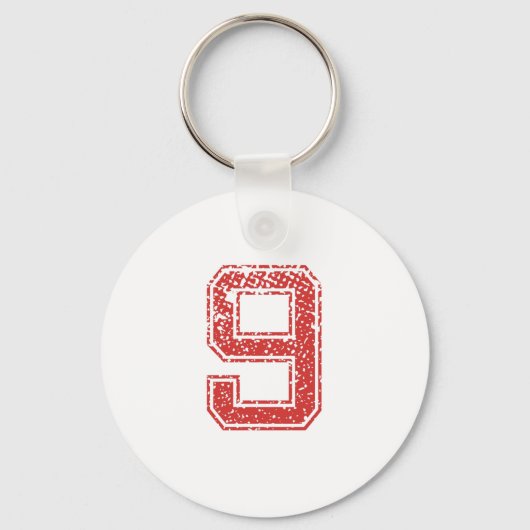 Red Sports Jerzee Nummer 9 Sleutelhanger (Voorkant)