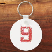 Red Sports Jerzee Nummer 9 Sleutelhanger (Voorkant)