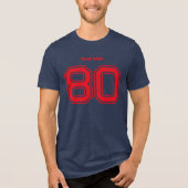 Red Sports Team Aangepaste naam, nummer, Team Navy Tri-Blend Shirt (Voorkant)