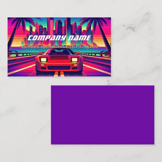 Red Sportscar in een tropische stad Visitekaartje (Voorkant / Achterkant)