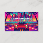 Red Sportscar in een tropische stad Visitekaartje (Voorkant)