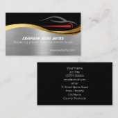 Red Sportscar op staaleffect, verkoopshowroom voor Visitekaartje (Voorkant / Achterkant)