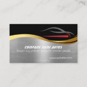 Red Sportscar op staaleffect, verkoopshowroom voor Visitekaartje (Voorkant)