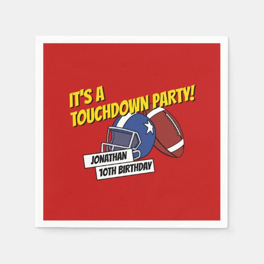 Red Sporty Football Celebration Kids Verjaardag Servet (Voorkant)