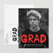 Red Spray Paint Photo Graduparty Uitnodiging Briefkaart (Voorkant / Achterkant)