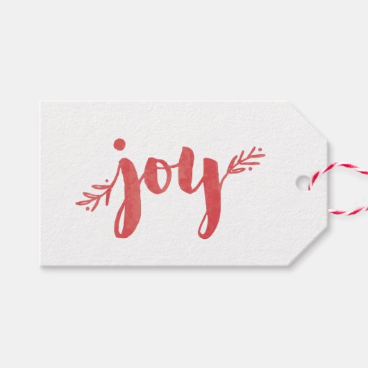 Red Sprigs of Joy Christmas Gift Label Cadeaulabel (Voorkant (Horizontaal))