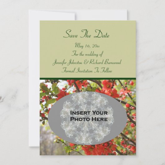 Red Spring Blossoms Wedding Photo  Save The Date (Voorkant)