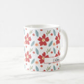 Red Spring Floral gepersonaliseerde koffie Mok (Voorkant rechts)