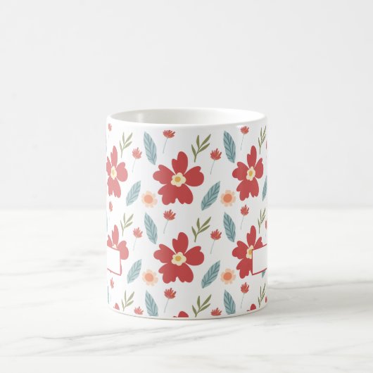 Red Spring Floral gepersonaliseerde koffie Mok (Center)