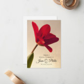 Red Spring Tulip Flower Deel een begrafenis Notitiekaartje (Voorkant / Achterkant in situ)