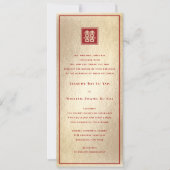 Red Square Double Happiness Gold Chinese Weddensch Kaart (Voorkant)