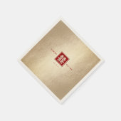 Red Square Double Happiness Gold Chinese Weddensch Servet (Hoek)
