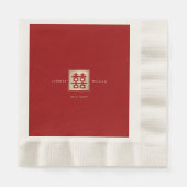 Red Square Double Happiness Gold Chinese Weddensch Servet (Voorkant)