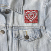 Red Square Live Laugh Love Diamond Heart Button (In situ)
