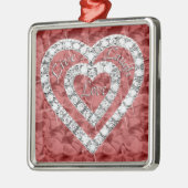 Red Square Live Laugh Love Diamond Heart Ornament (Links)