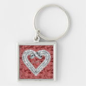Red Square Love Diamond Heart Keychain (Voorkant)