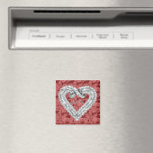 Red Square Love Diamond Heart Magnet (Insitu (Vaatwasser))