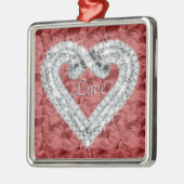 Red Square Love Diamond Heart Ornament (Links)