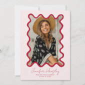 Red Squiggly Foto Lijst Afstuderen Aankondiging (Voorkant)