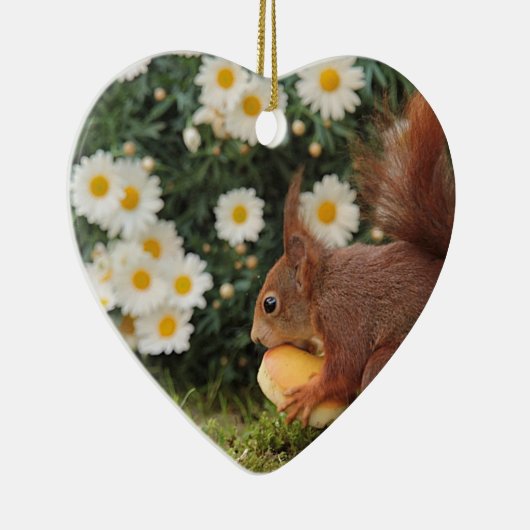 Red Squirrel and Daisies Cute Photo Keramisch Ornament (Rechts)