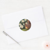 Red Squirrel and Daisies Cute Photo Ronde Sticker (Envelop)